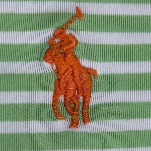 Polo by Ralph Lauren Men's Green and White Striped Polo